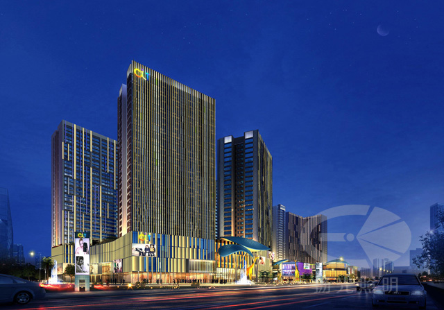 童夢(mèng)廣場建筑夜景照明設(shè)計(jì)效果圖三