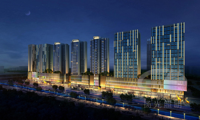 童夢(mèng)廣場建筑夜景照明設(shè)計(jì)效果圖二